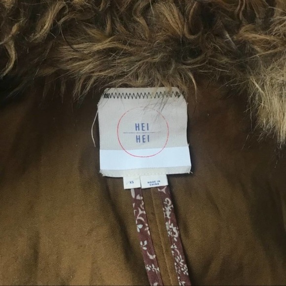 Anthropologie Hei Hei Tan Faux Fur Collar Vest - Picture 3 of 7